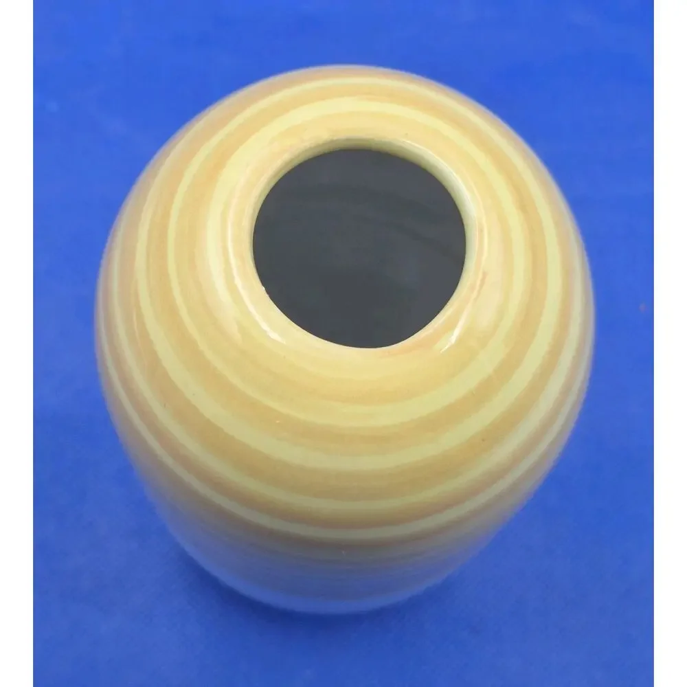 IKEA Yellow White Beehive Ceramic Vase 6x3.5